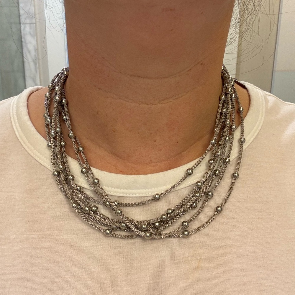 Elegant Silver Beaded Necklace